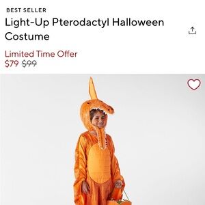 Pottery Barn Kids Light-Up Orange Pterodactyl Costume